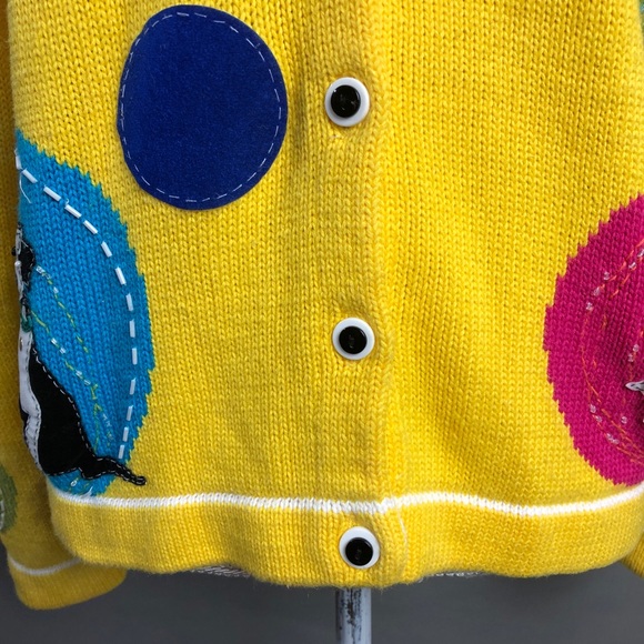 Vintage Y2K Cardigan Bright Yellow Dog Sweater - Picture 6 of 9